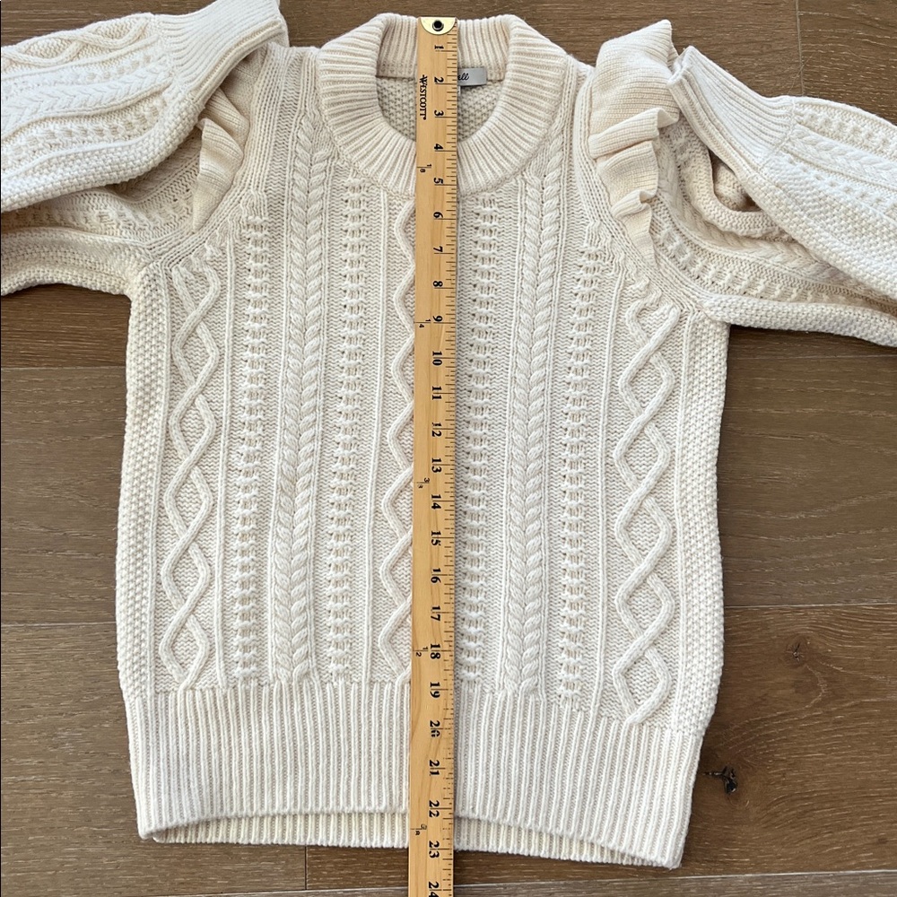 Madewell Hollydene Ruffle-Shoulder Pullover Sweater in Cream size XXS - Picture 8 of 8